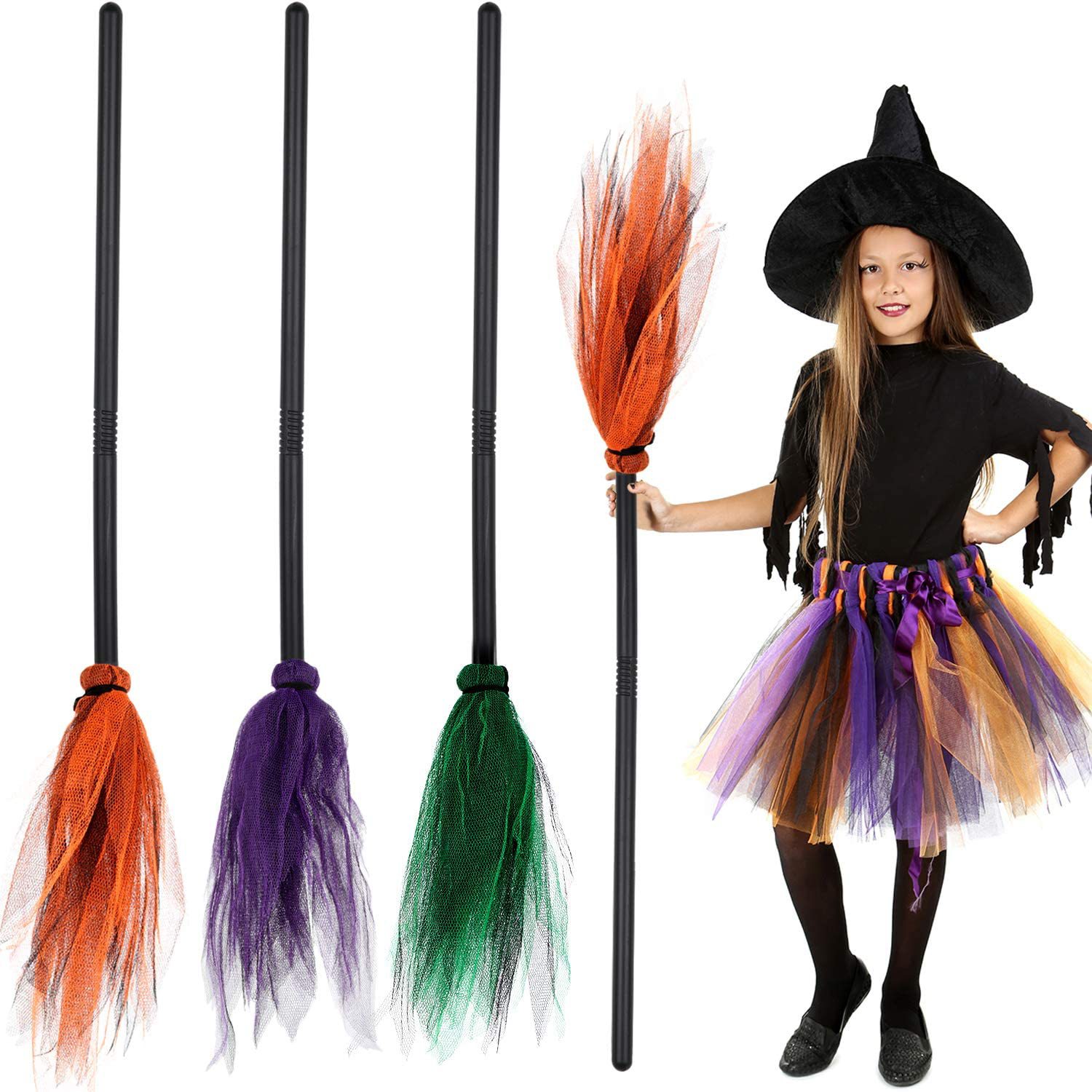Detachable Cosplay Prop - Halloween LED Witch Broom, Detachable Plastic