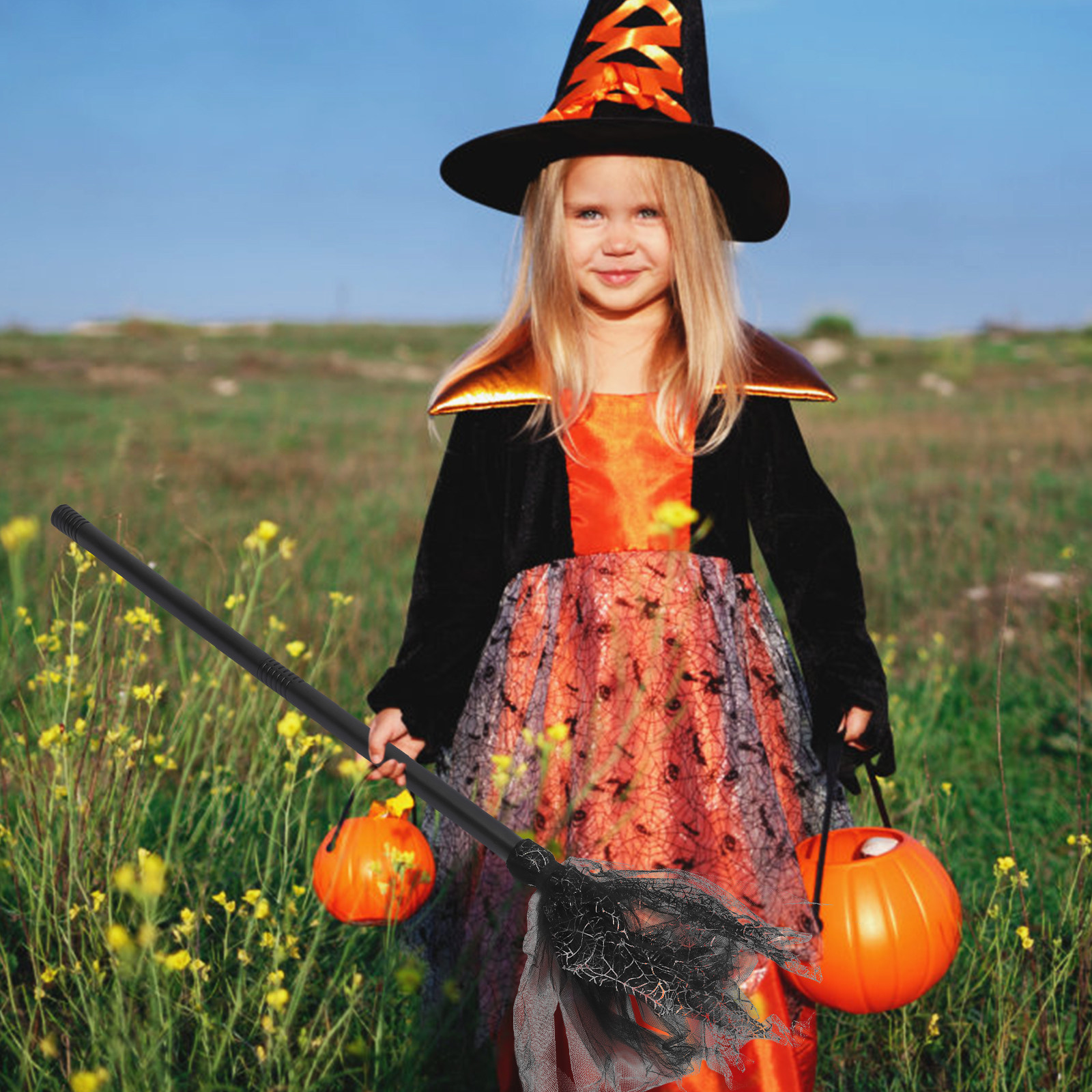 Detachable Cosplay Prop - Halloween Witch Broom Prop Lightweight Detachable