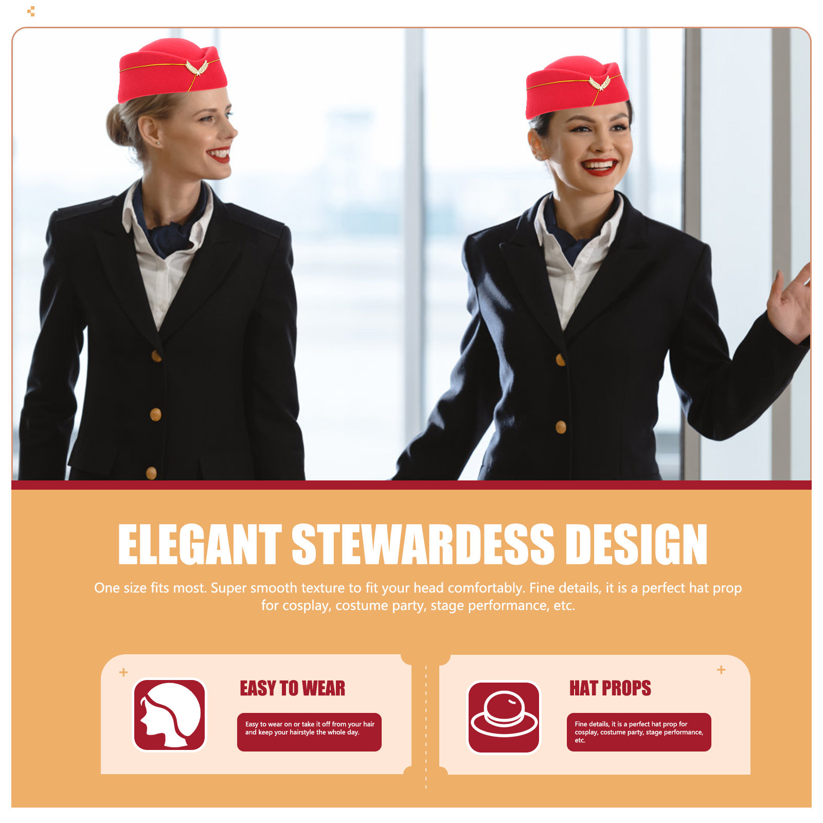 Stylish Flight Attendant Hat R - مراجعة Easy Cosplay Prop وسعره