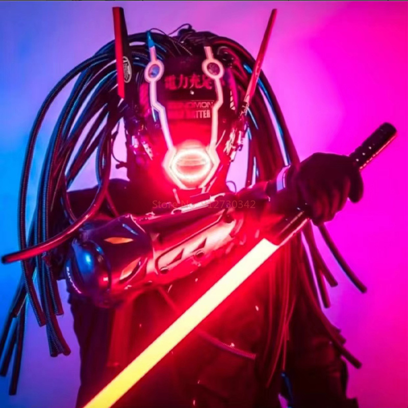 Led Cyberpunk Helmet Face Mask - مراجعة Cosplay Prop Display وسعره