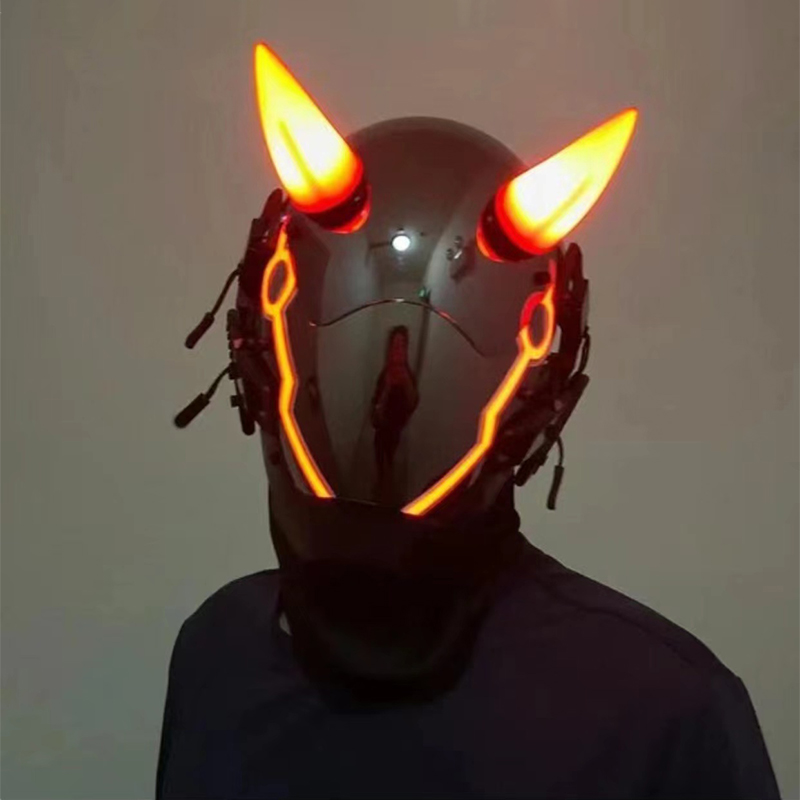Led Cyberpunk Helmet Face Mask - مراجعة Cosplay Prop Display وسعره