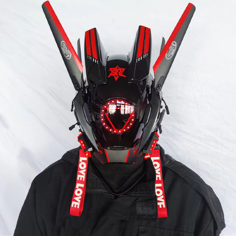Led Cyberpunk Helmet Face Mask - مراجعة Cosplay Prop Display وسعره