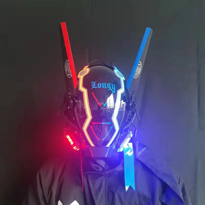 Led Cyberpunk Helmet Face Mask - مراجعة Cosplay Prop Display وسعره
