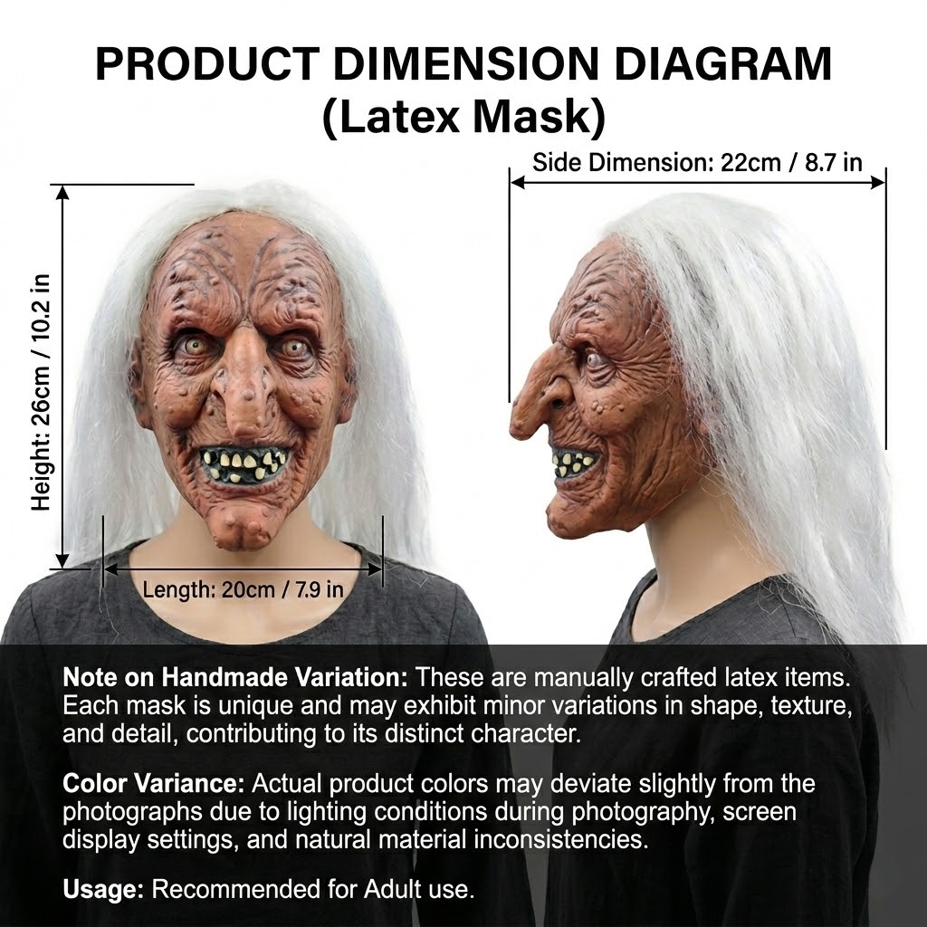 Creative Witch Latex Mask For  - مراجعة Cosplay Prop Designer وسعره