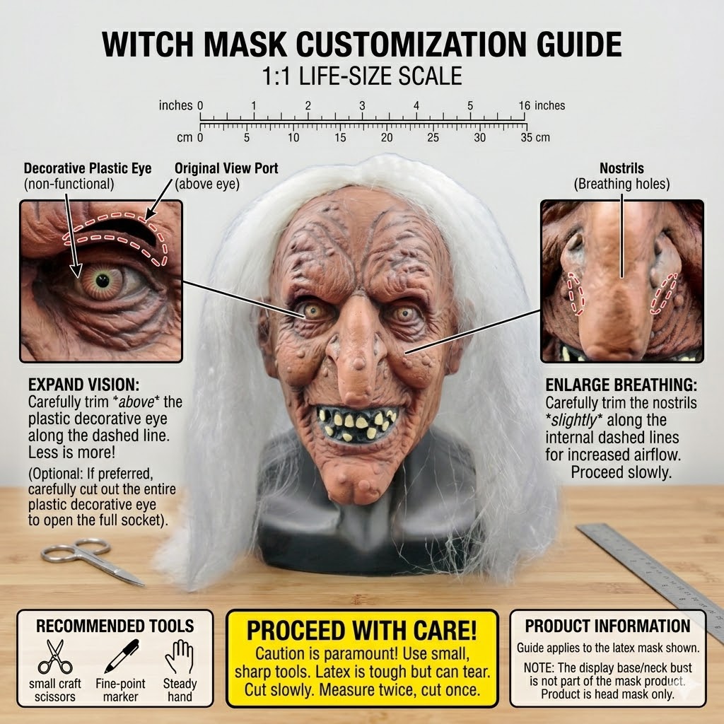 Creative Witch Latex Mask For  - مراجعة Cosplay Prop Designer وسعره